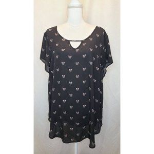 Torrid Cat Face Print Keyhole Tunic Top 2 2X Plus Size Casual Cat Lady Everyday